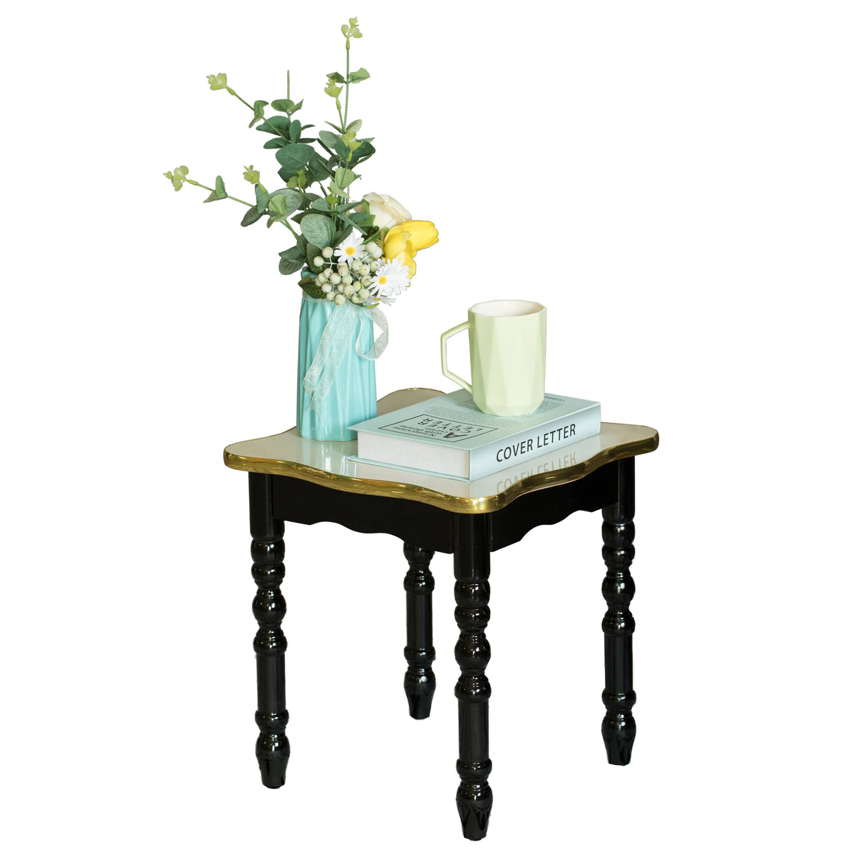 Square Wooden Side Table with Storage Shelf, White J1201