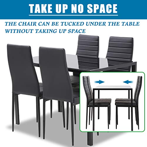 5-Piece Glass Dining Table Set with 4 Upholstered Chairs X544