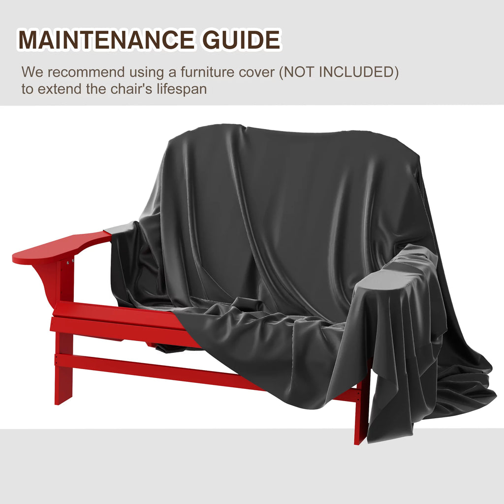 2 Person Wooden Adirondack Loveseat with High-back, Wide Armrests, Red L95229