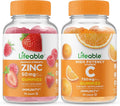 Zinc 50mg Vitamin C 750mg Gummies Bundle Chewable Gluten Free Vitamin Supplement W720