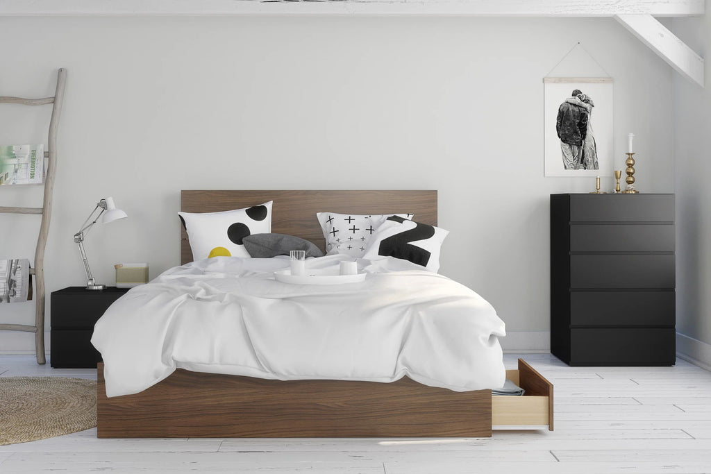 Queen Size Walnut Wood Headboard N3319