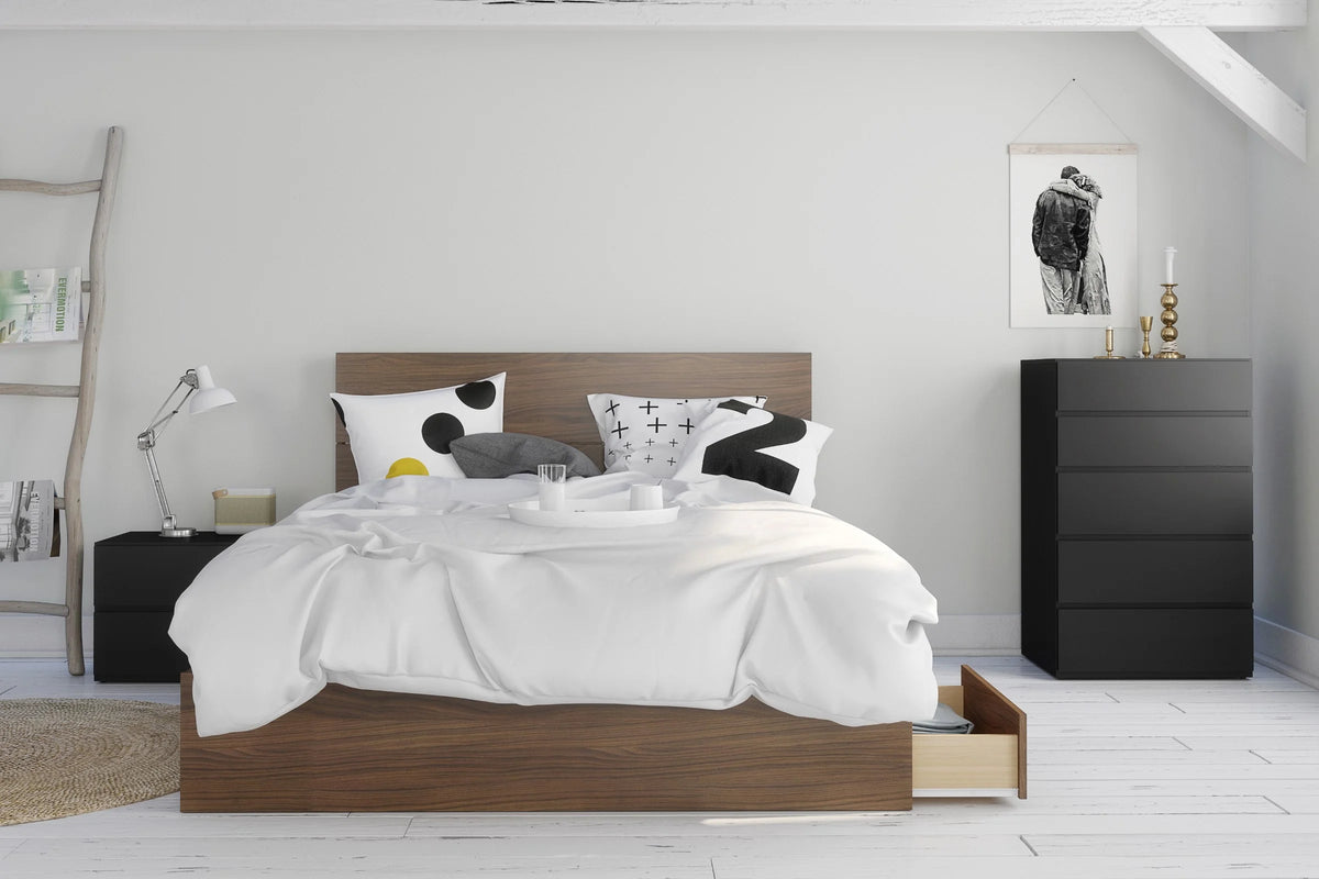 Queen Size Walnut Wood Headboard N3319