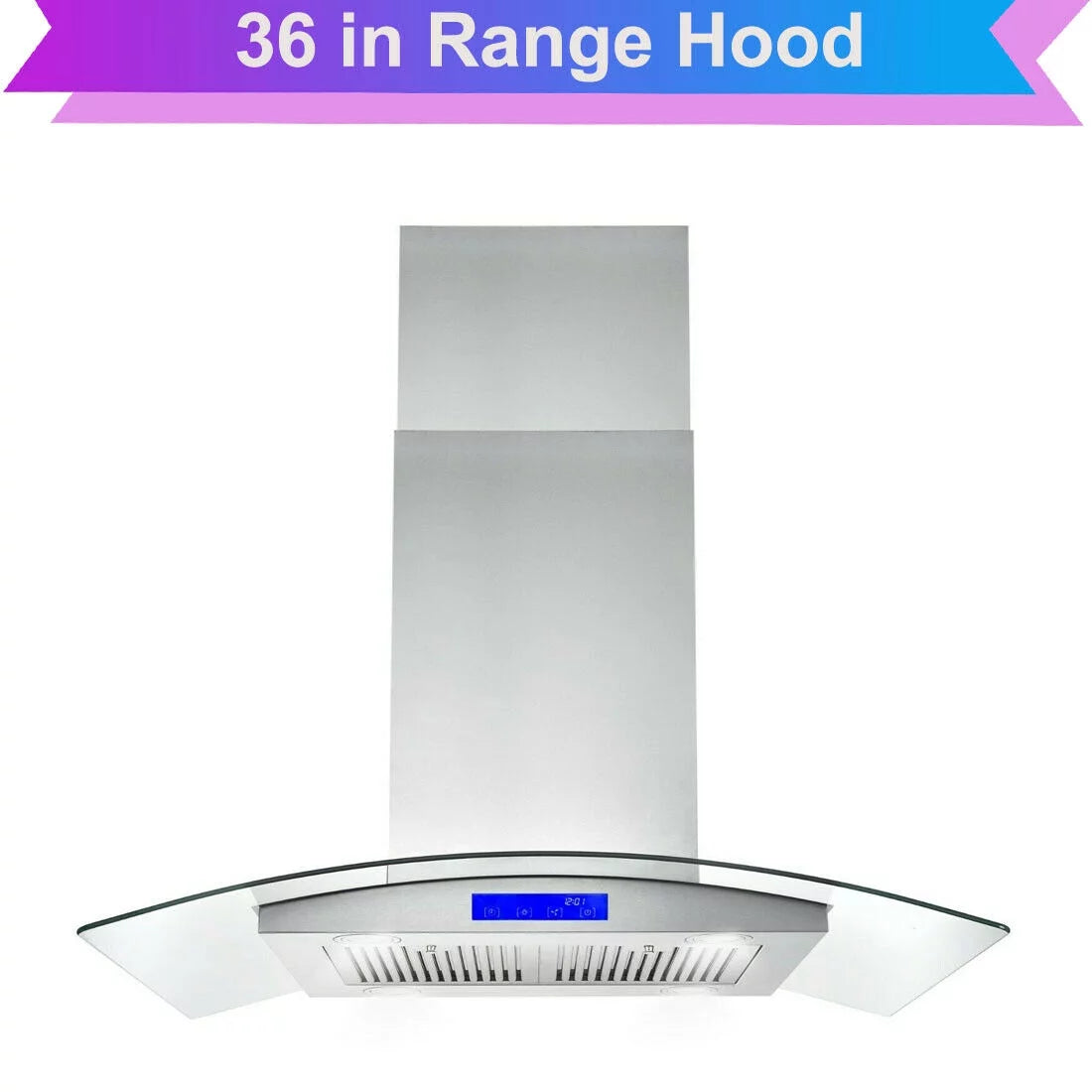 36 inch Island Mount Range Hood 900 CFM with Glass LCD Touch Control H769807