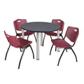 Gray & Chrome Round Breakroom Table with 4 Chairs L137268
