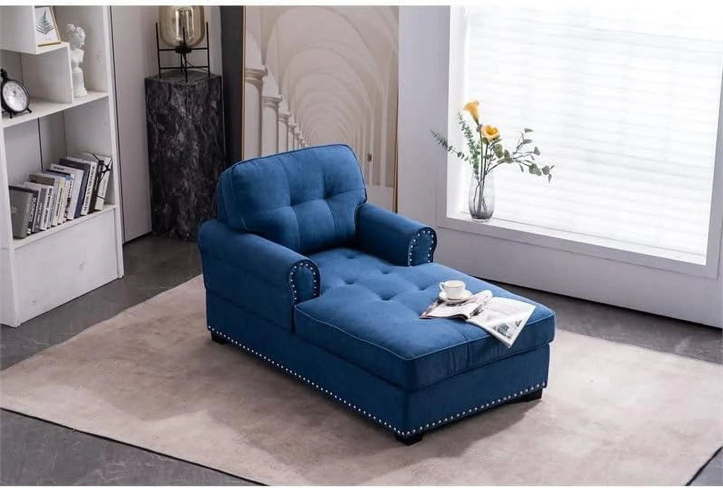 Blue Linen Fabric Indoor Chaise Lounge B216080