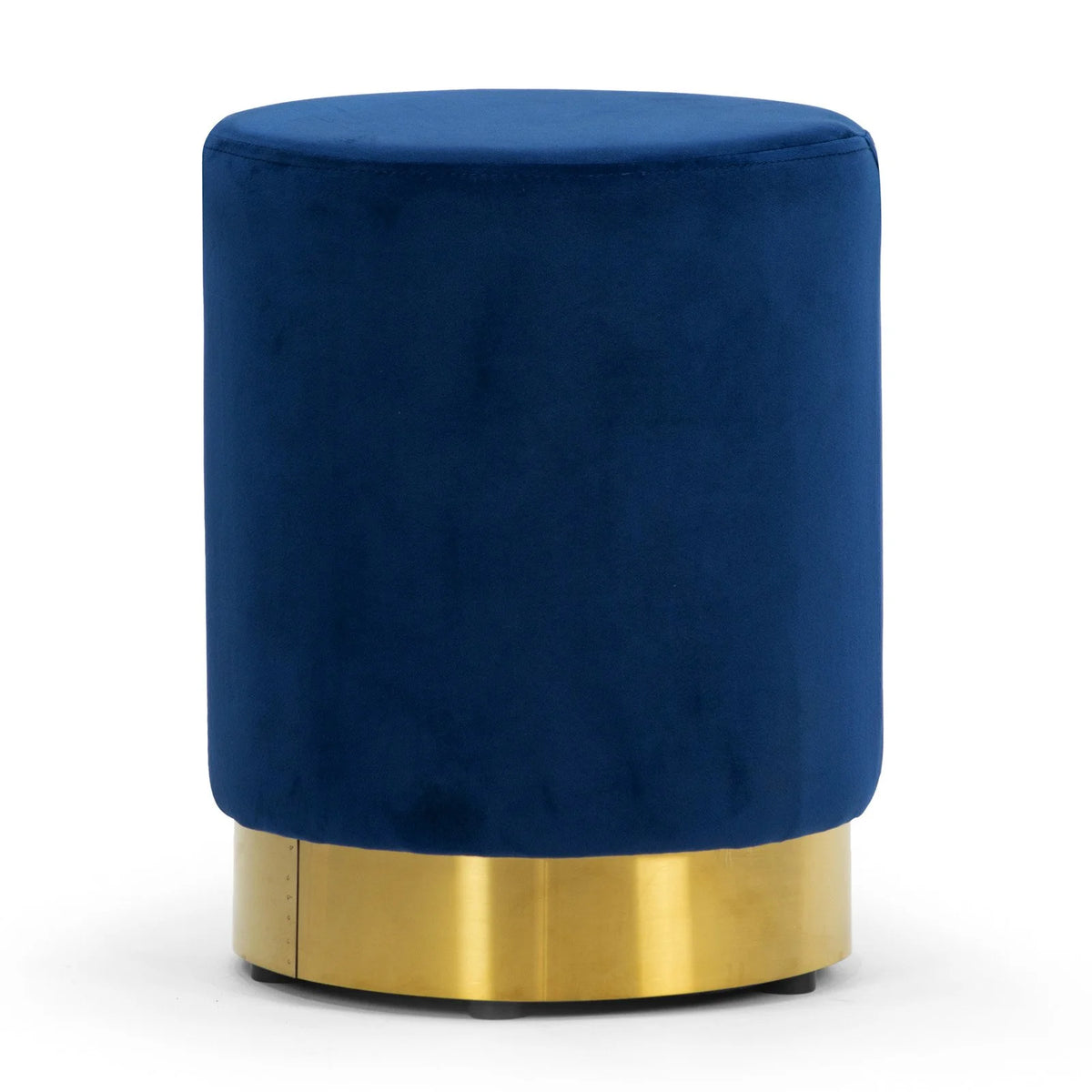 Velvet Round Ottoman with Golden Accent Base D38932