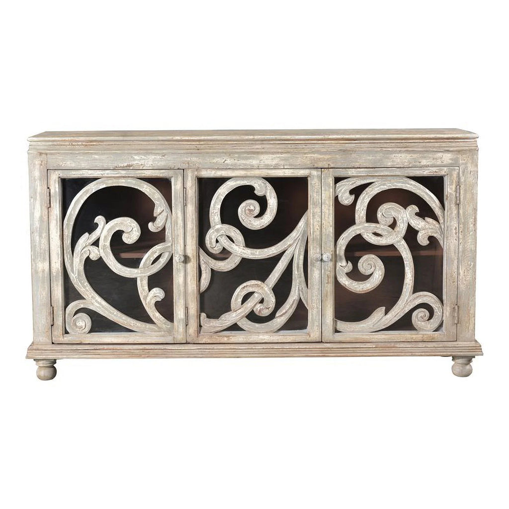 White 3-door Solid Wood Sideboard T603675