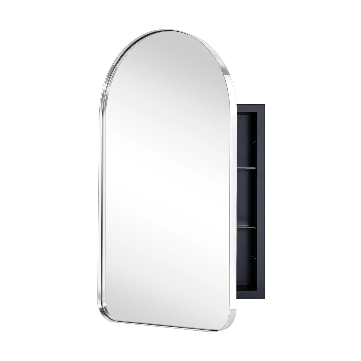 Chrome Arched Recessed Medicine Cabinet with Mirror 16x28.3'' A17789