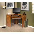 Corner Desk with Monitor Platform, Keyboard Shelf and 2 Drawers J966105