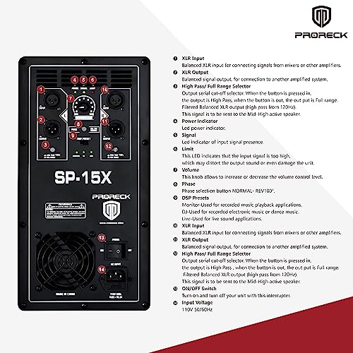 15 inch 2000W Powered PA Subwoofer with Class-D Amplifier J564