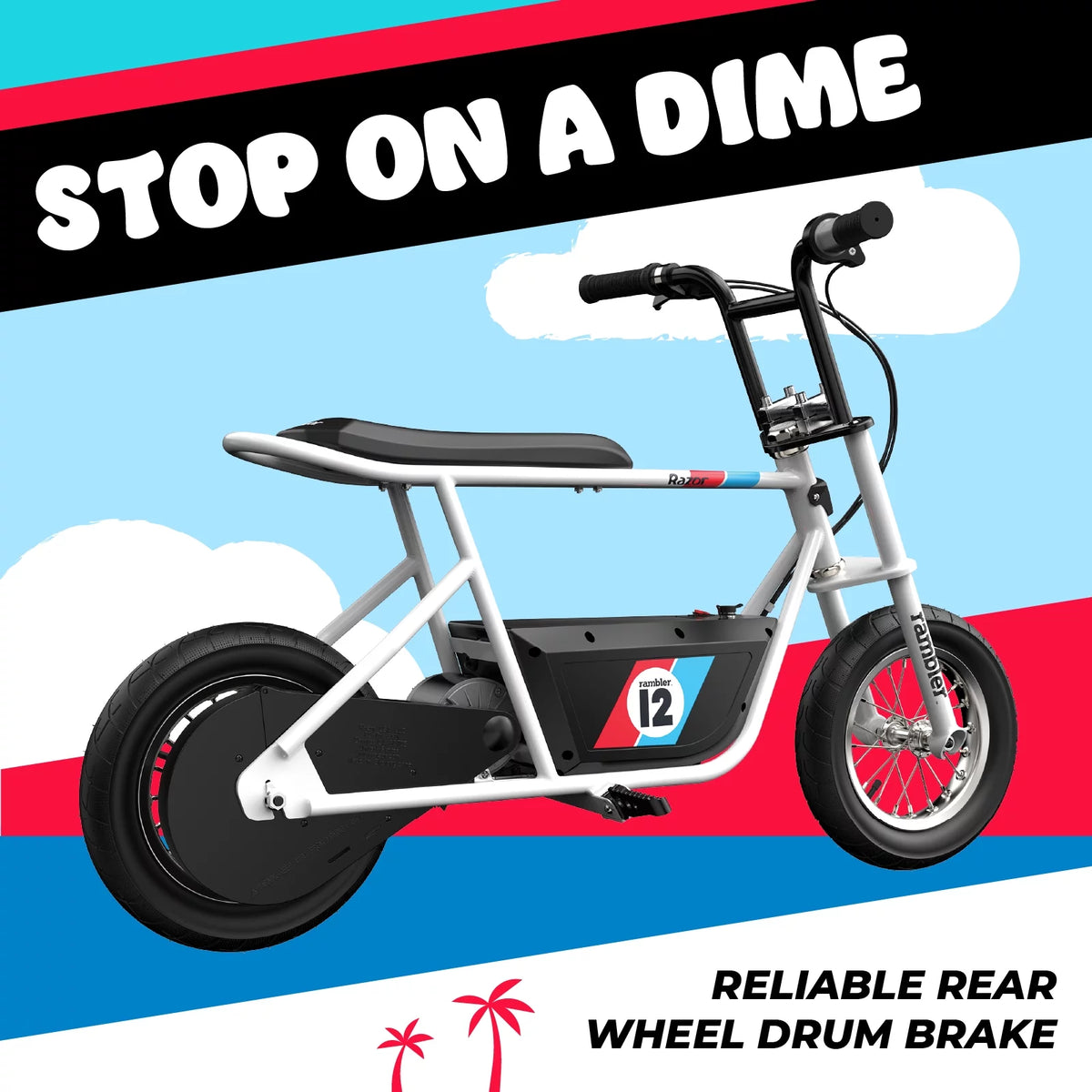 White 12" Air-Filled Tires Seated Electric Scooter F4228