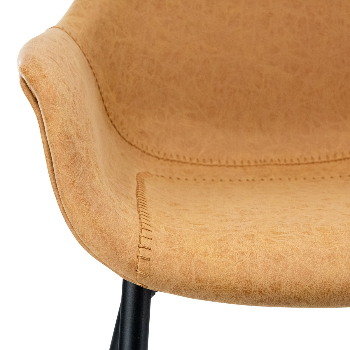 Leather Dining Arm Chair with Metal Legs Set of 4 Y8445