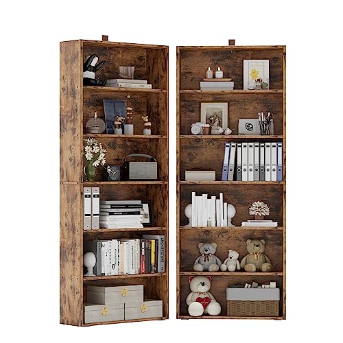 Set of 2 Floor Standing 6 Tiers 70 in Tall Bookshelves H109068