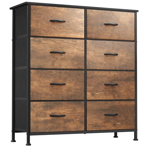 Black 8 Drawer Dresser with Fabric Bins C866646