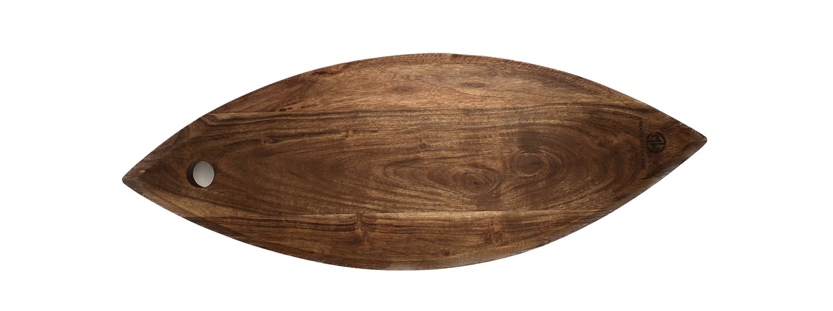 Fish Shaped Organic Brown Acacia Wood Cutting Board M91041