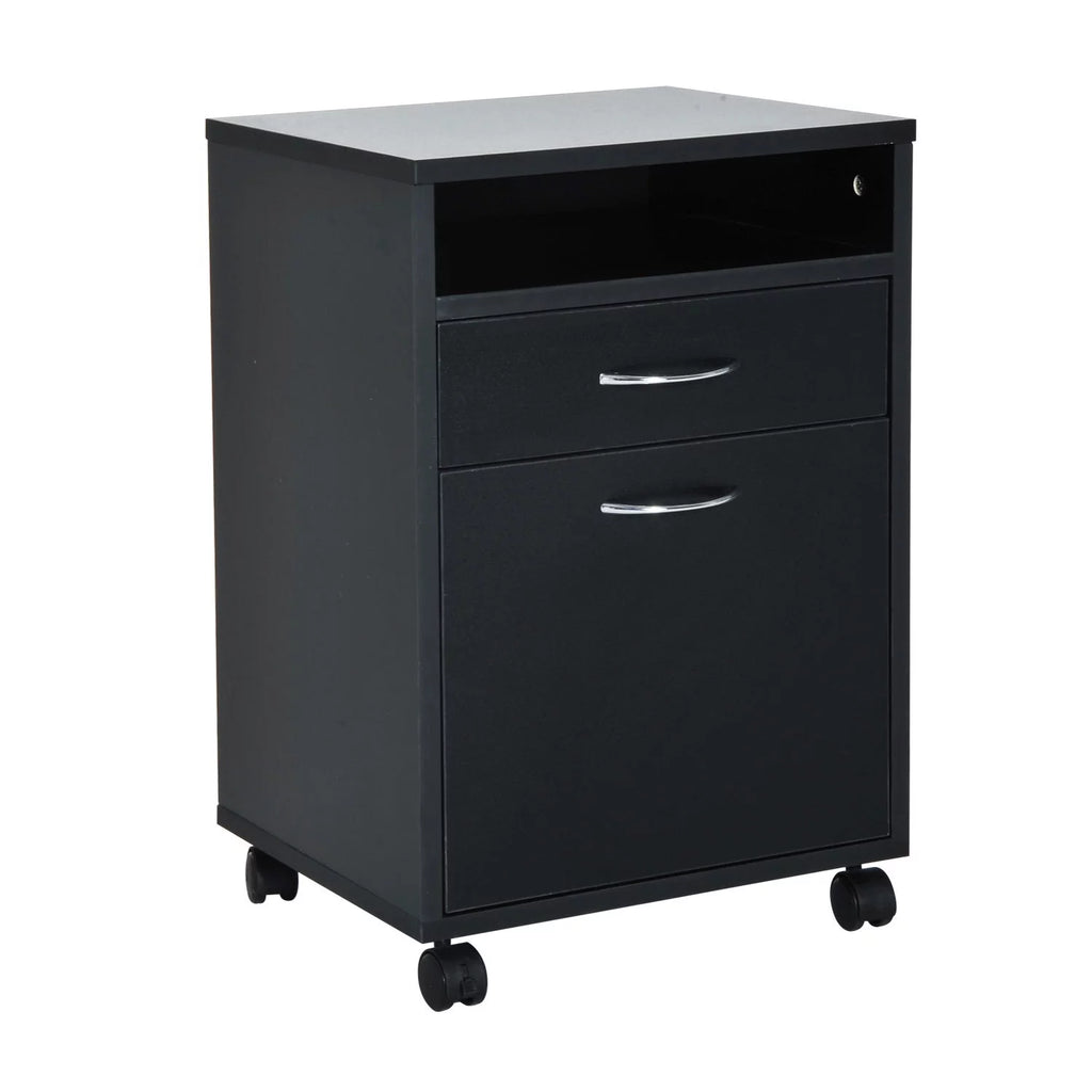 24" Rolling End Table Cart Nightstand Organizer, Black C958