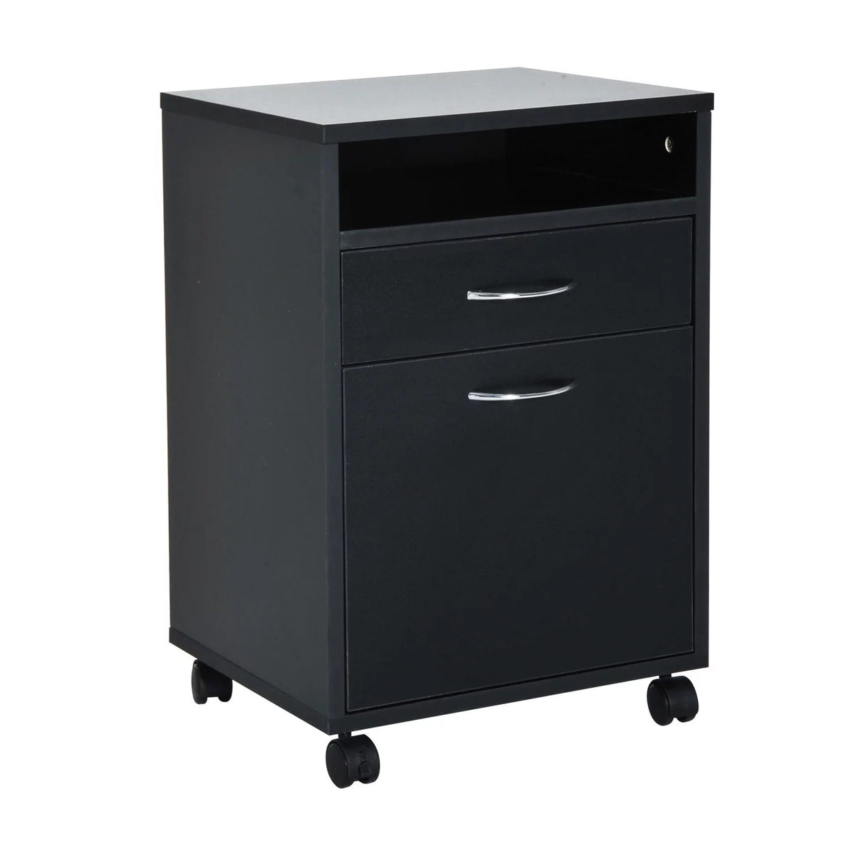 24" Rolling End Table Cart Nightstand Organizer, Black C958