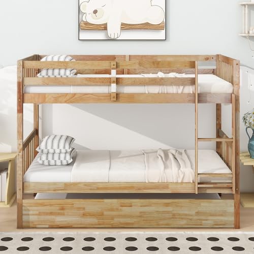 Twin Over Twin White Solid Wood Bunk Bed with Trundle and Storage Stairs R446184