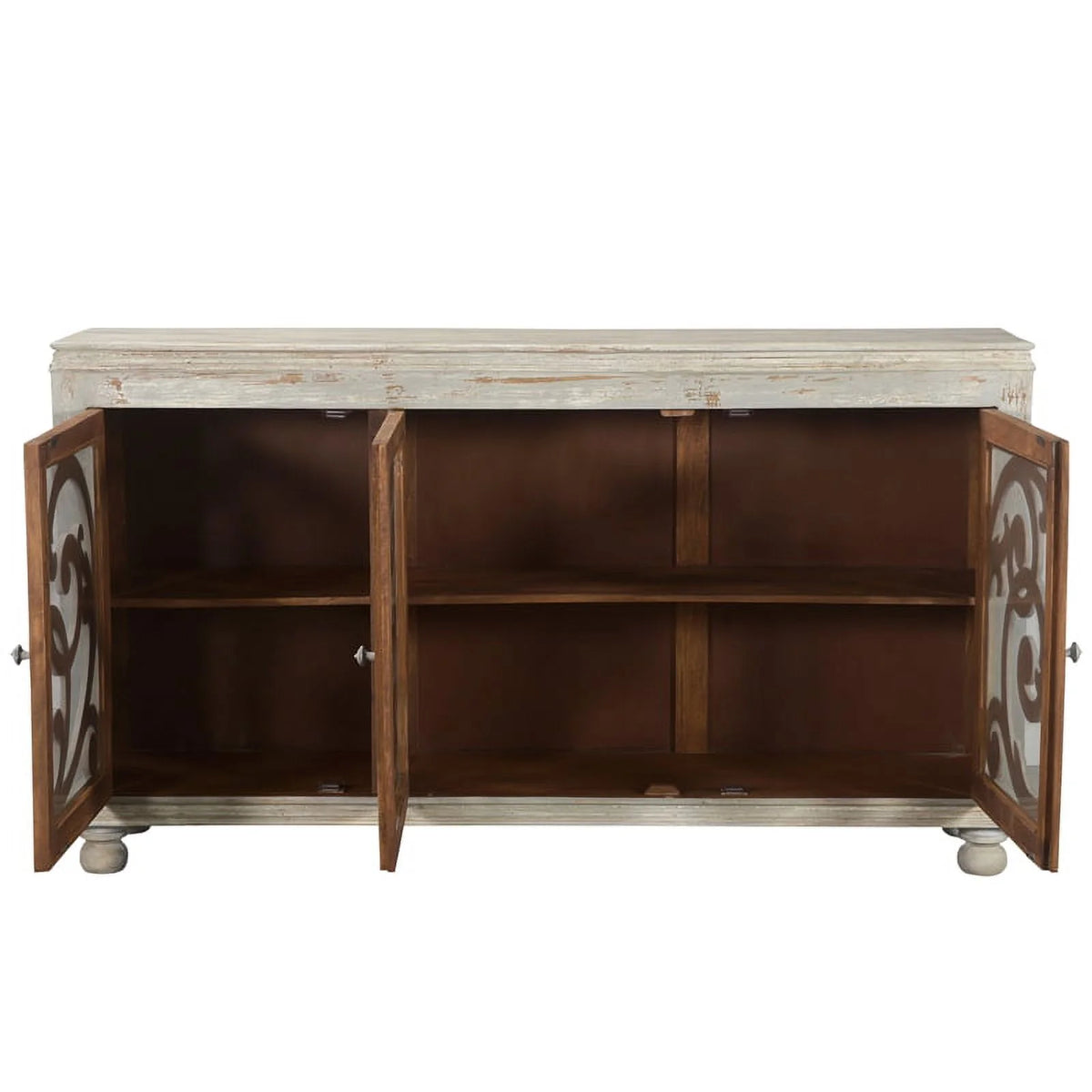 White 3-door Solid Wood Sideboard T603675