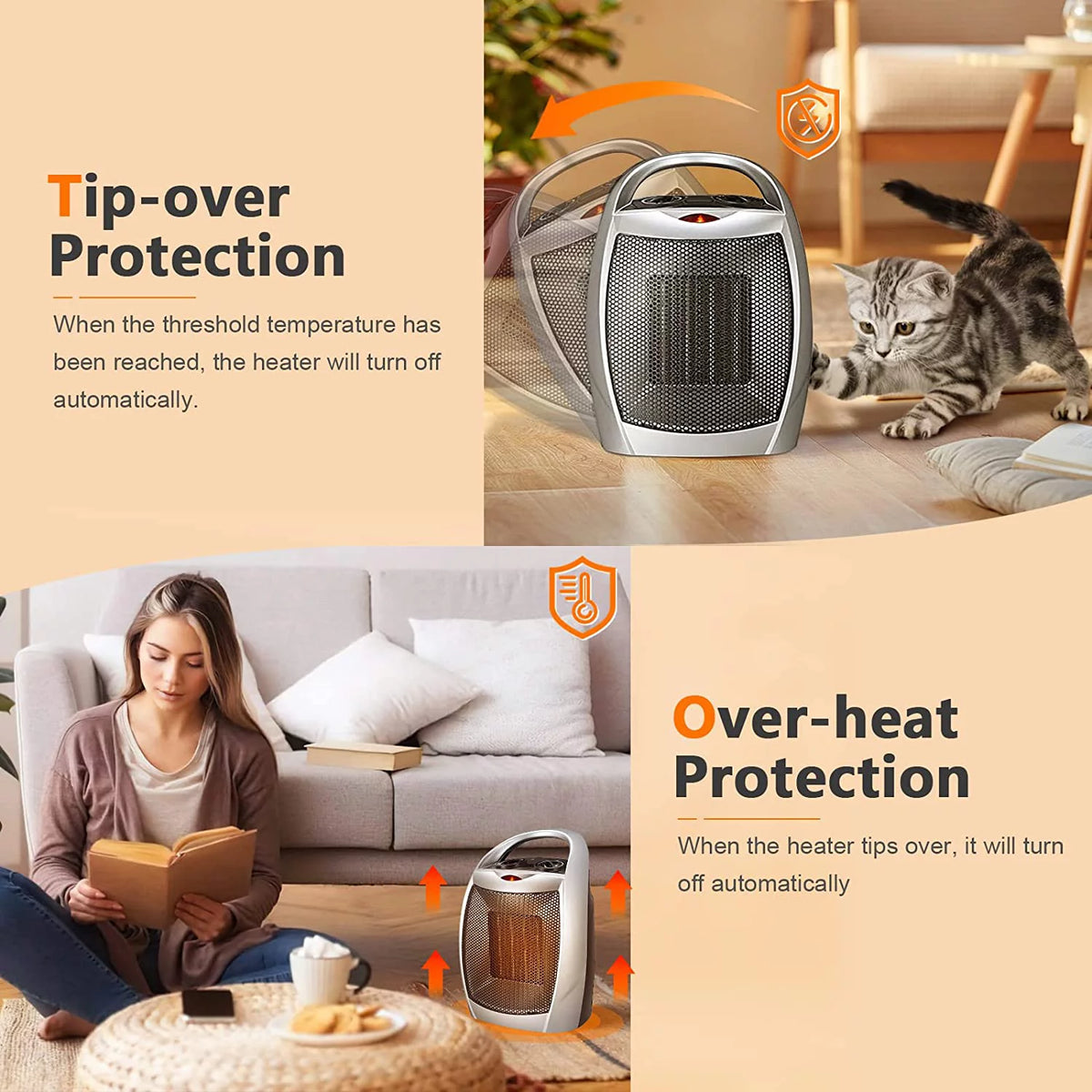 1500W Ceramic Portable Space Heater with Thermostat U820597