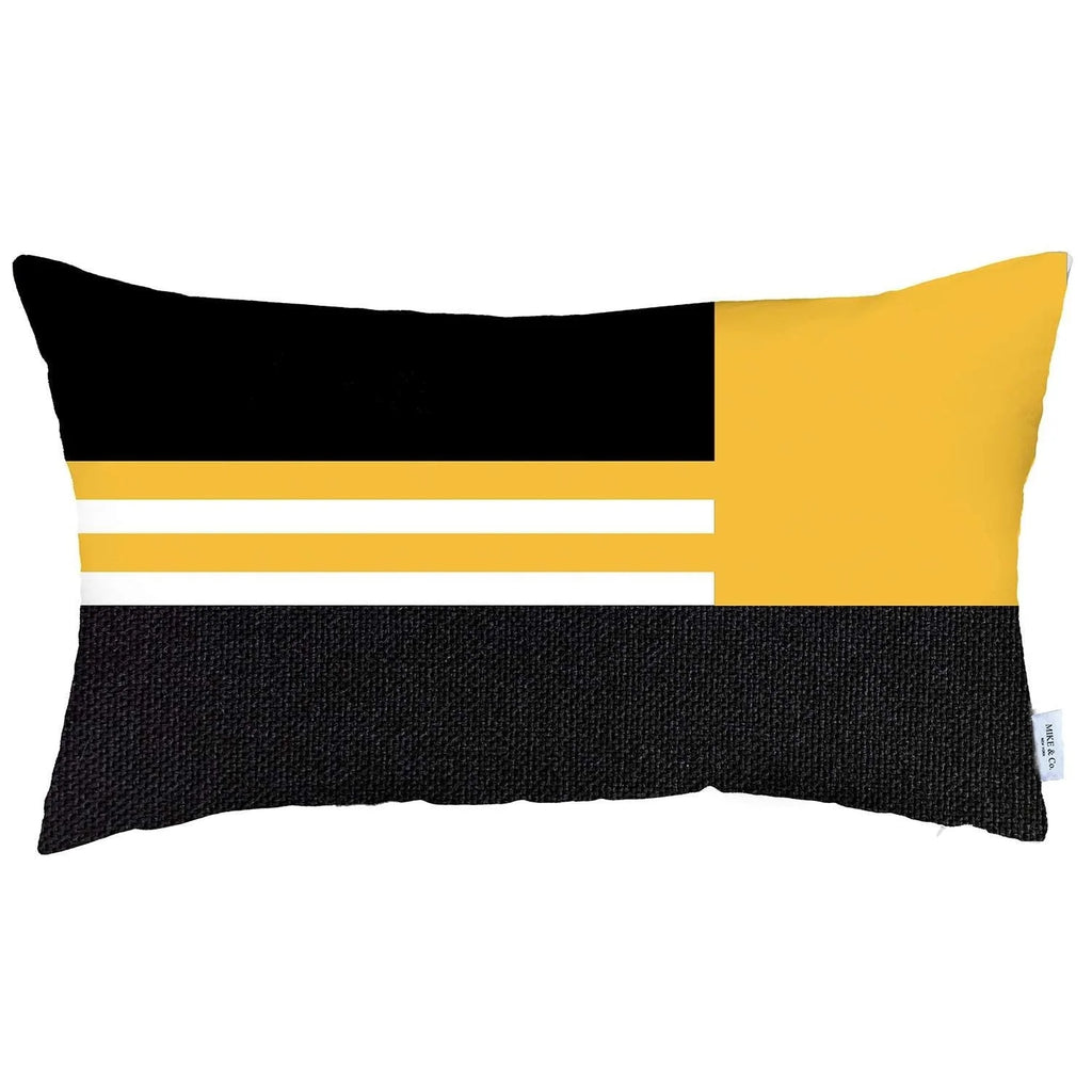Yellow and Black Geometric Lumbar Throw Pillow Y317039