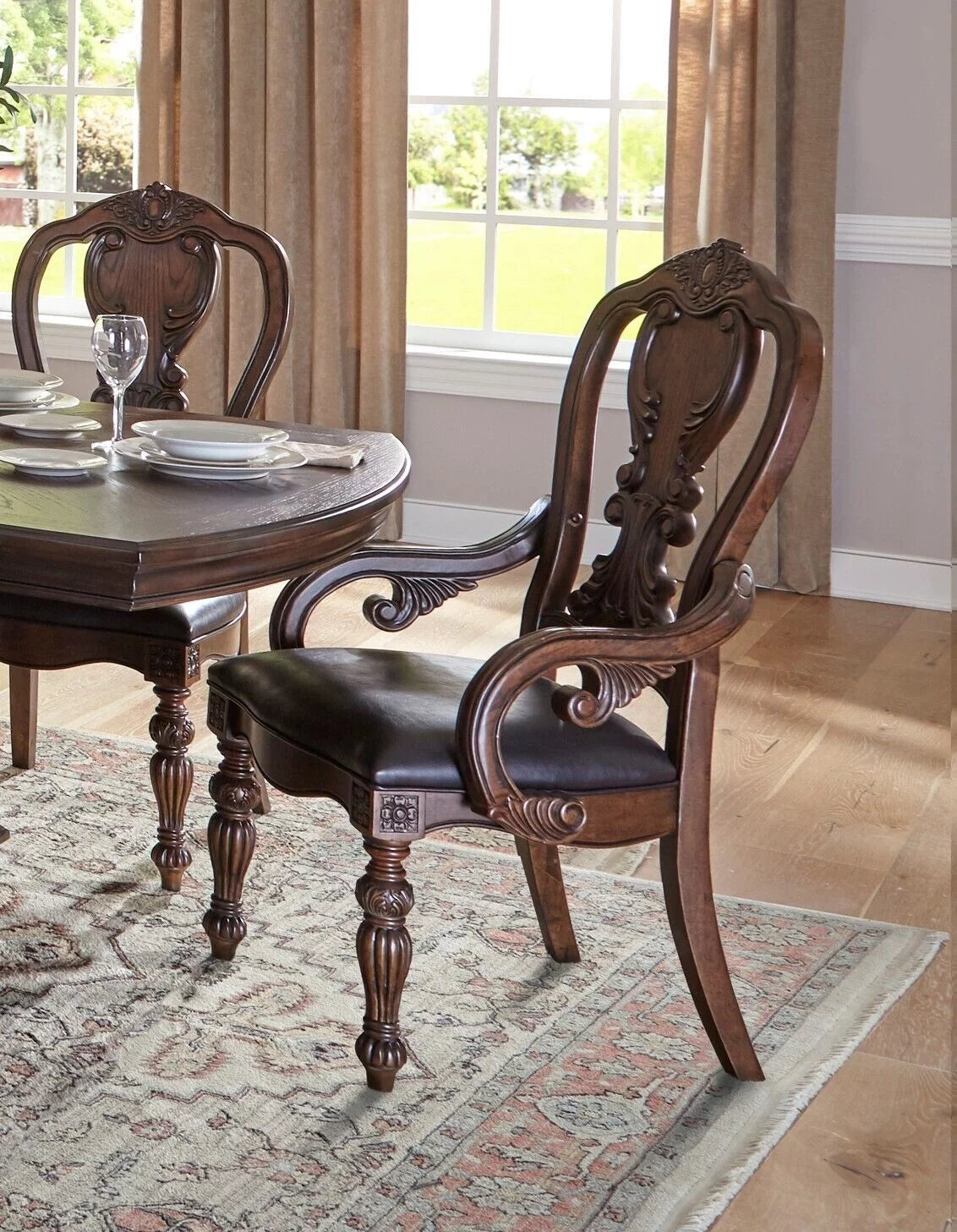 9 Pc Dark Oak Dining Set A604951
