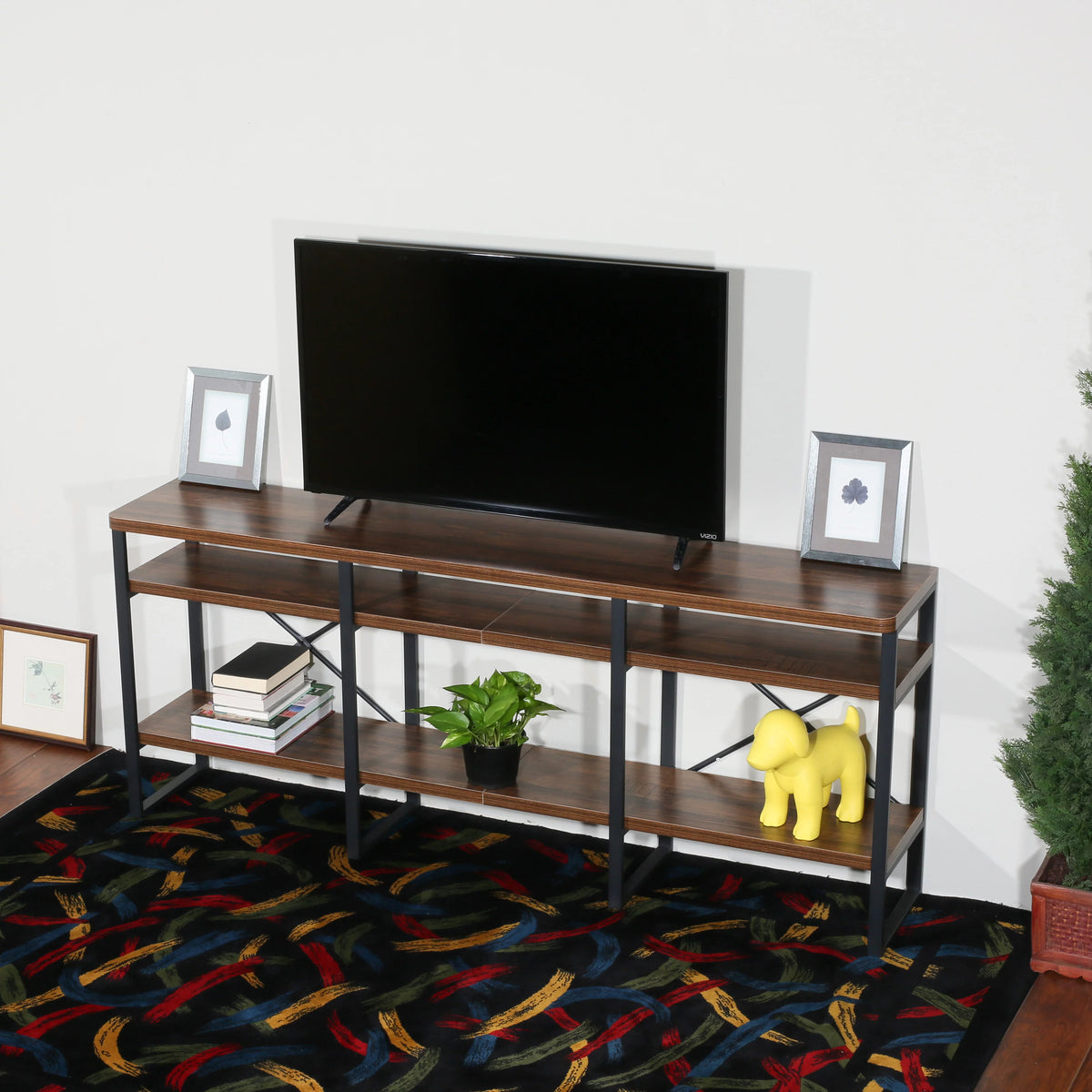 70" TV Stand with Wood Shelves T5673