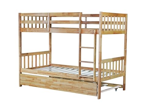 Twin Over Twin White Solid Wood Bunk Bed with Trundle and Storage Stairs R446184