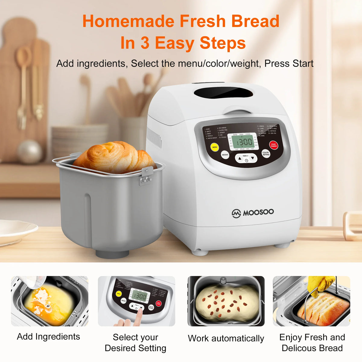 2lbs. 19 in 1 Auto Bread Machine with Gluten Free Setting E9745