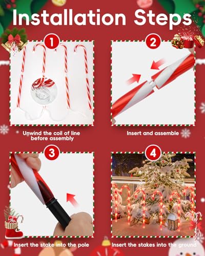 24 Pack 22" Solar Candy Cane Lights K57039