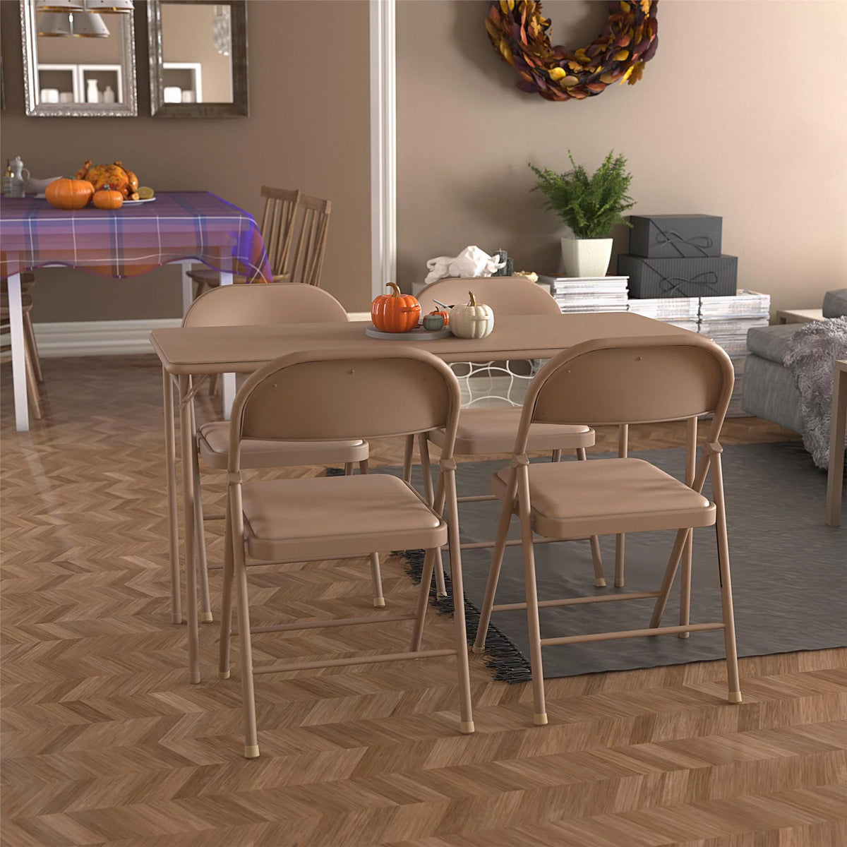 Vinyl Upholstered Steel Frame Folding Table G922