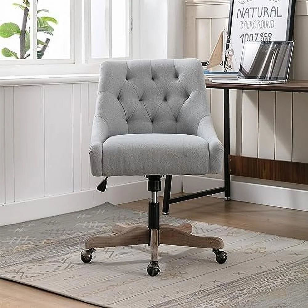 Blue Swivel Shell Chair with Wood Base and Wheels W5678