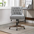 Blue Swivel Shell Chair with Wood Base and Wheels W5678