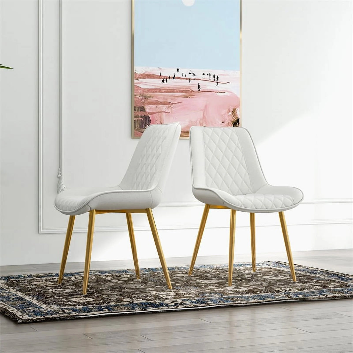 Cream Boucle Fabric Dining Chair Set of 2 K9997