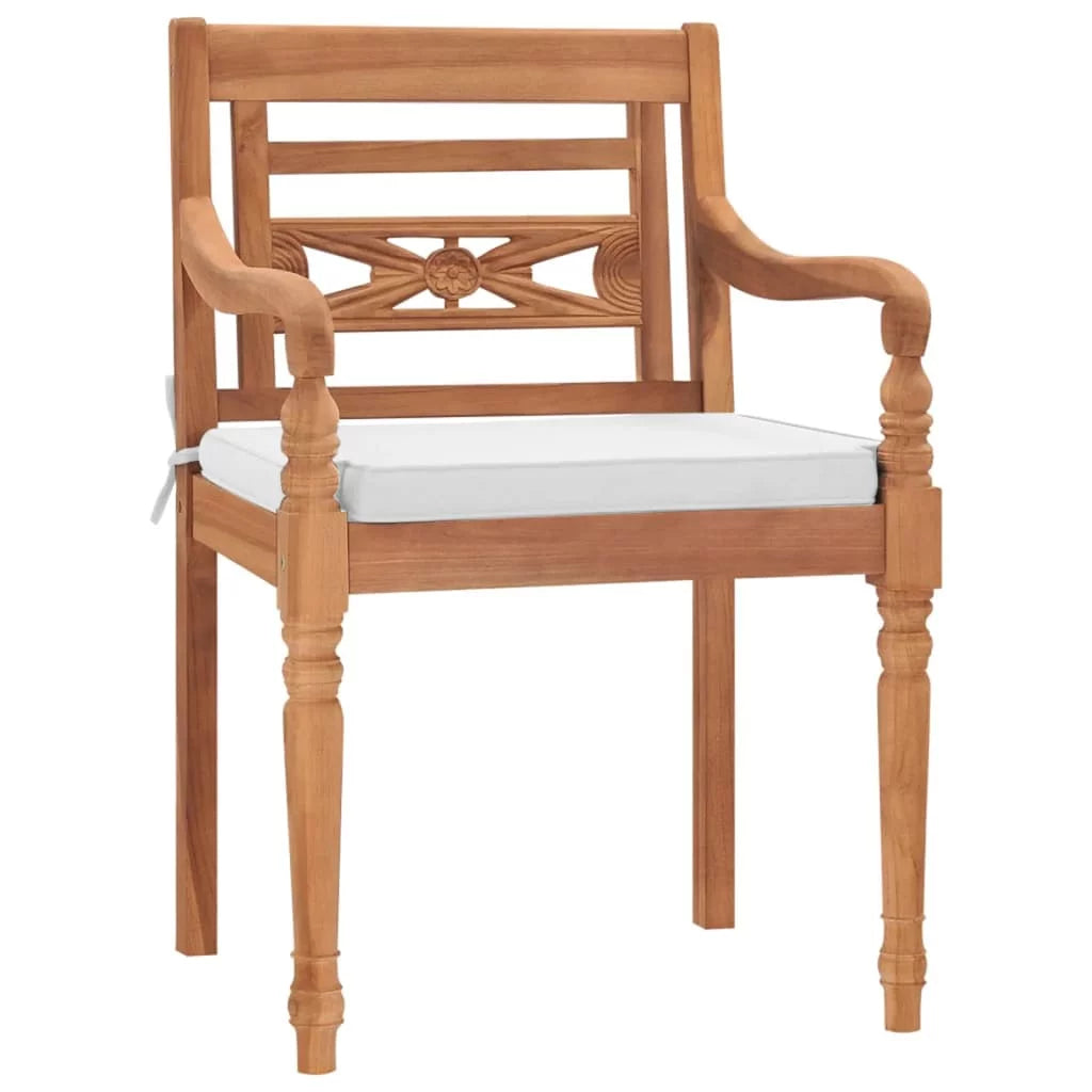 2 pcs Solid Teak Wood Chairs with Cushions H54803