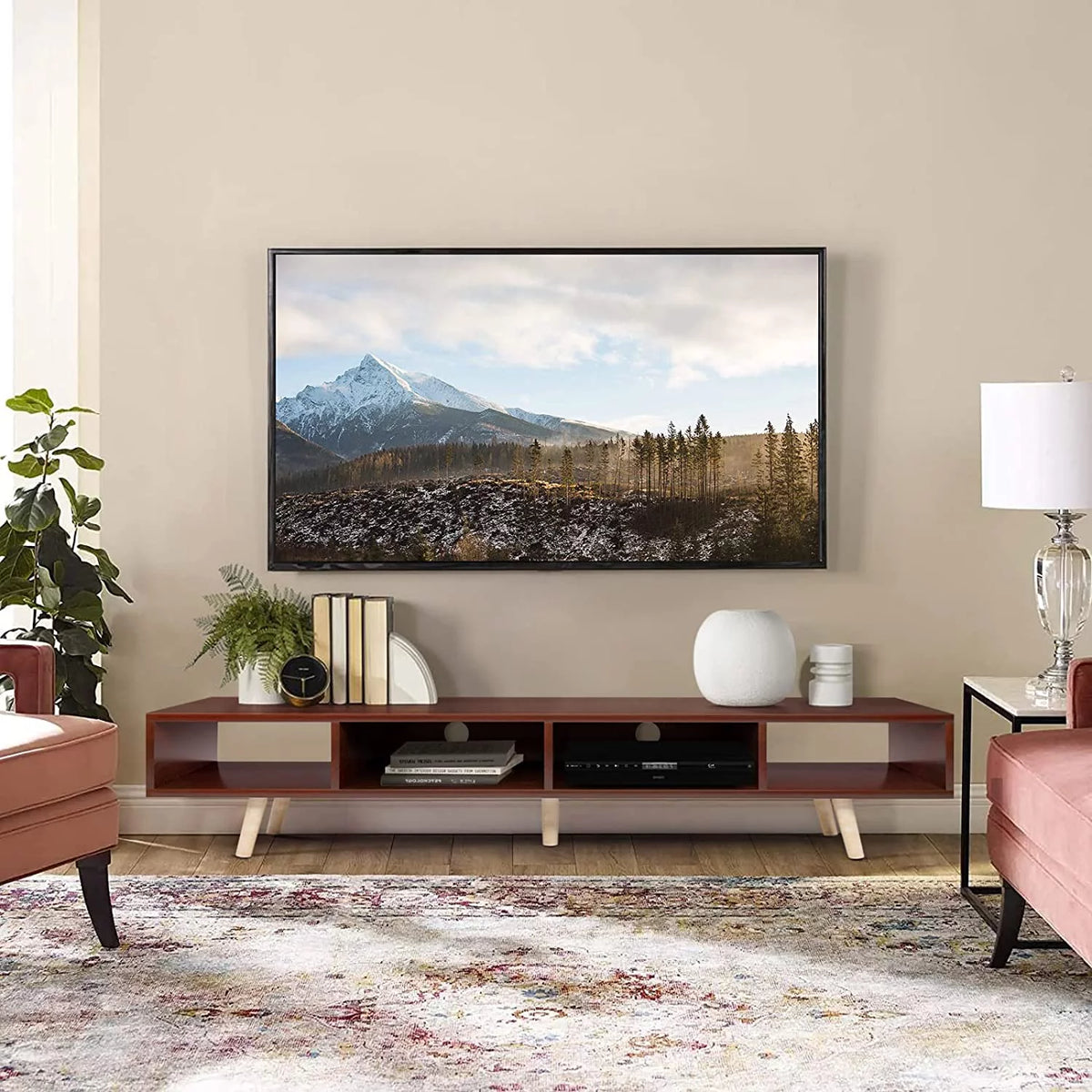 Wood TV Stand with Storage Shelves D760977