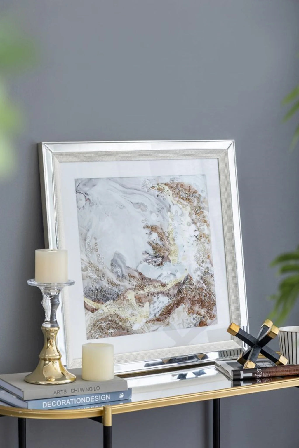 Crystal Swirls Mirror Framed Wall Art W478539