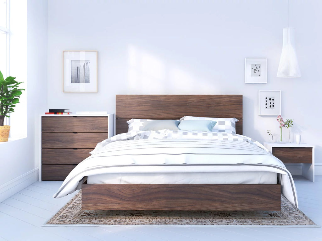 Queen Size Walnut Wood Headboard N3319