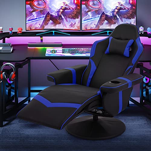 Grey Gaming Chair with Footrest and Cup Holder N414