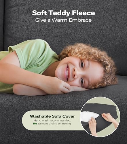 83" Beige Teddy Fleece Loveseat Sofa B588