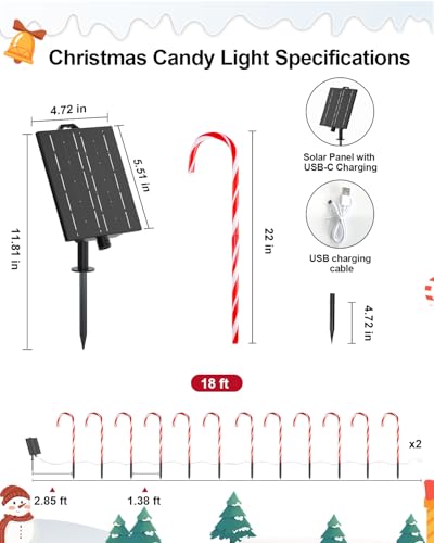 24 Pack 22" Solar Candy Cane Lights K57039