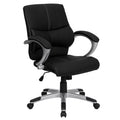 Black LeatherSoft Mid-Back Swivel Office Chair with Arms Q321199