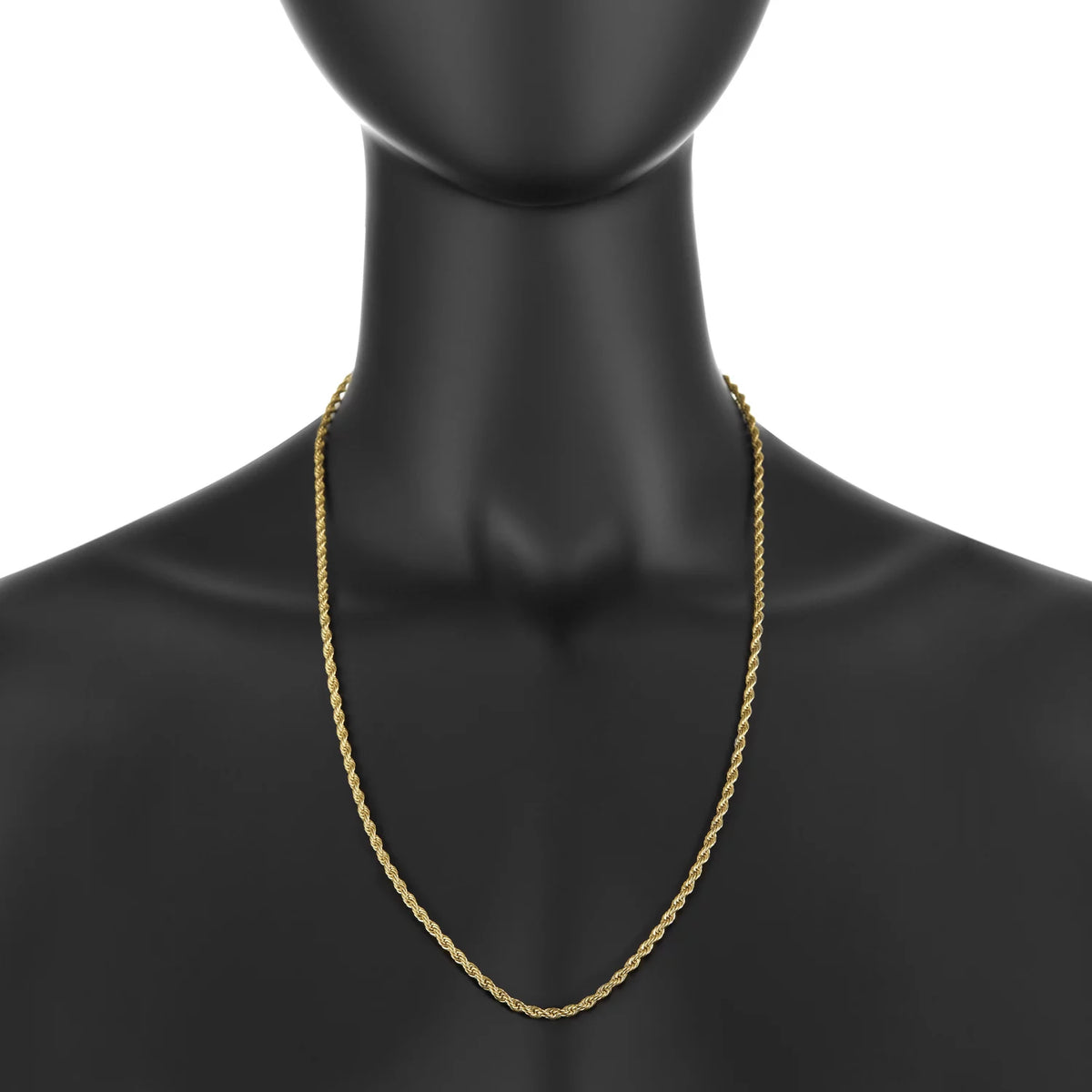 24k Yellow Gold Plated Stainless Steel Twisted Rope Chain Necklace 22 inches U424260