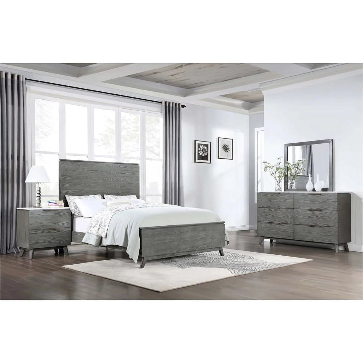4-piece Wood Queen Bedroom Set N9095