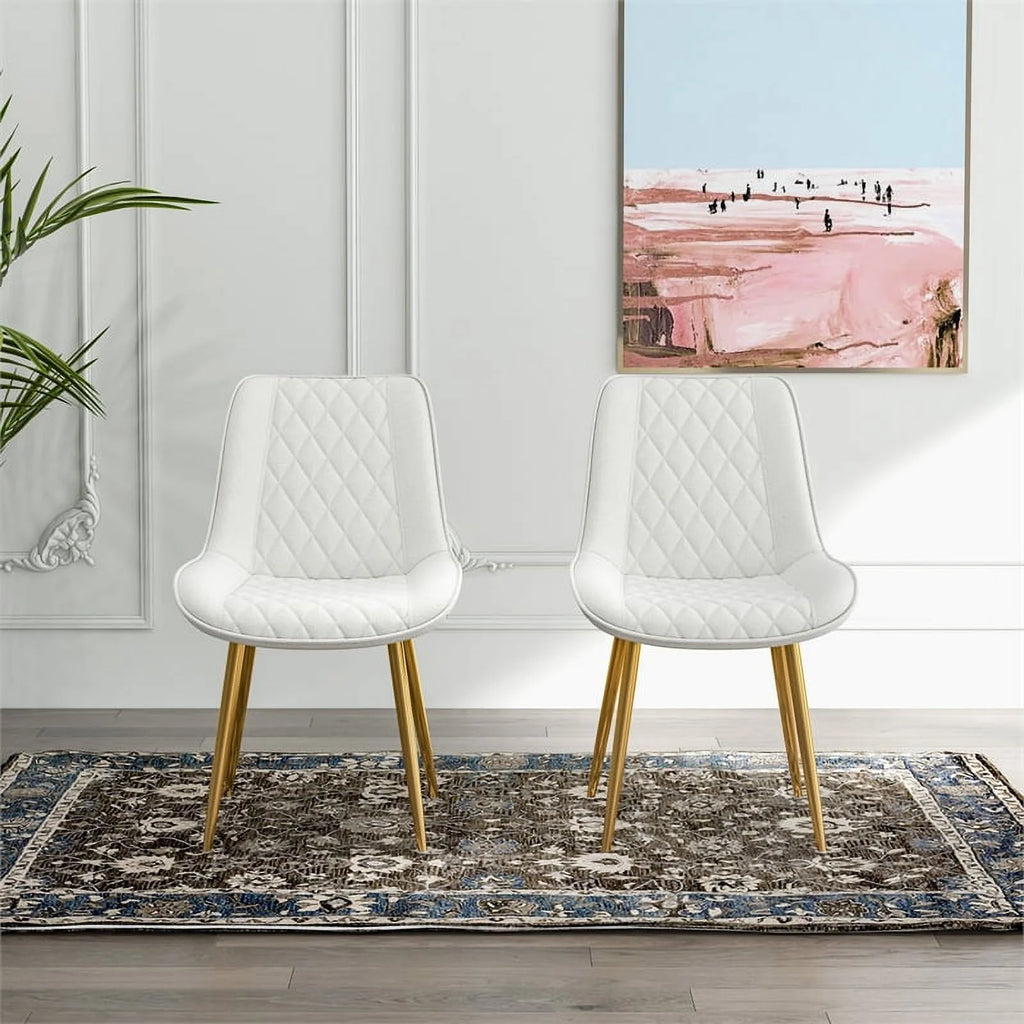 Cream Boucle Fabric Dining Chair Set of 2 K9997
