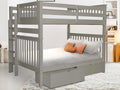 Gray Full over Full Bunk Beds with End Ladder and 2 Under Bed Drawers K3233