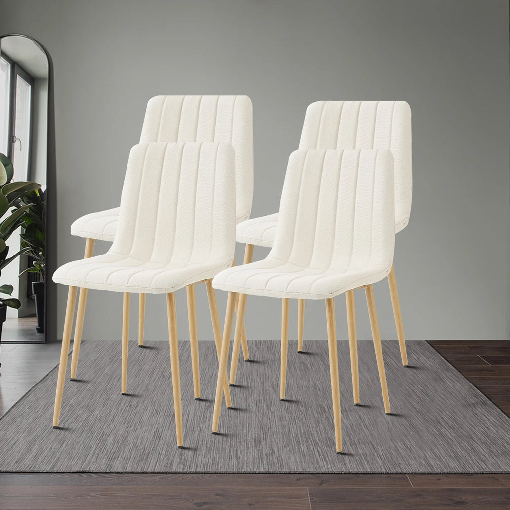 Light Beige Velvet Upholstered Dining Chair Set of 4 with Metal Legs Z901