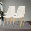 Light Beige Velvet Upholstered Dining Chair Set of 4 with Metal Legs Z901