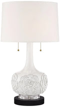 Table Lamp with White Floral Ceramic Drum Shade Y510
