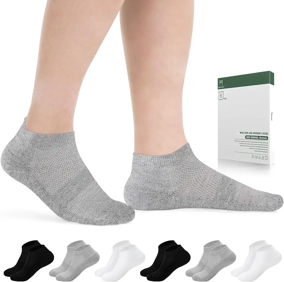 6 Pairs Low Cut Non Binding Diabetic Ankle Socks V7435